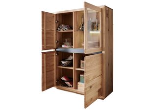 Miniaturka 2 - Witryna dębowa z przeszklonym frontem i trzema szufladami