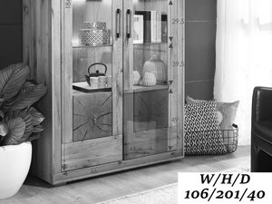 Miniaturka 8 - Dębowa witryna z dekoracyjnymi frontami z wymiarami technicznymi