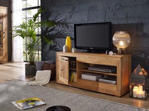 Miniaturka 3 - Komoda RTV z rzeźbionymi frontami i czarną ścianą w tle