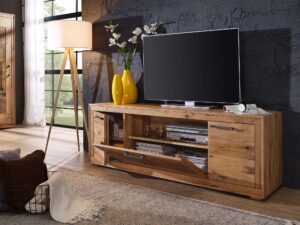 Miniaturka 3 - Szafka RTV z dekoracyjnym frontem i nowoczesną lampą