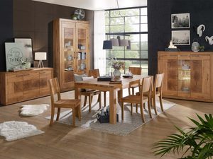 Miniaturka 4 - Komplet mebli dębowych do jadalni stół krzesła witryna komoda elegancki