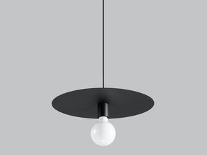 Miniaturka 9 - Designerska czarna lampa wisząca z dyskiem i jedną żarówką