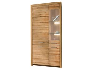 Miniaturka 1 - Szafa witrynowa z litego drewna z oświetleniem i frontami