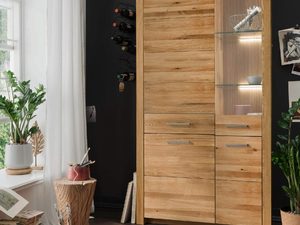 Miniaturka 5 - Witryna narożna z dębu z podświetleniem i szufladami