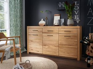 Miniaturka 2 - Komoda z naturalnego drewna dębowego z szufladami i szafkami