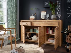 Miniaturka 3 - Komoda z dębu naturalnego z szerokimi szufladami do salonu