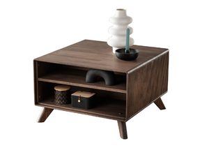 Miniaturka 2 - Ciemny stolik z drewna z wnęką i dekoracyjną lampą