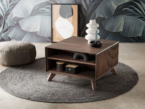 Miniaturka 3 - Nowoczesny stolik kawowy z otwartą półką z forniru dębowego