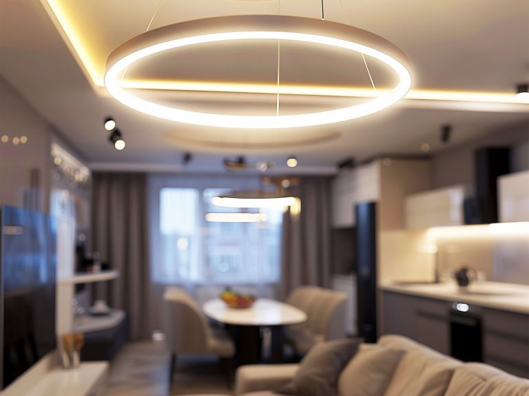 Nowoczesna lampa sufitowa z oświetleniem LED, styl industrialn