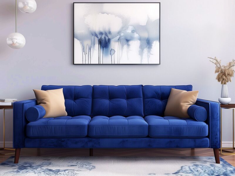 Sofa 3 osobowa w kolorze granatowym