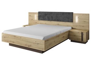 Miniaturka 2 - Drewniane łóżko w sypialni z widokiem na lampę LED