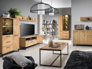 Miniaturka 9 - Drewniana meblościanka i stolik w nowoczesnym salonie