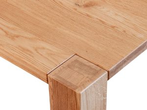 Miniaturka 3 - Zbliżenie na łączenie blatu i nogi masywnego stołu dębowego