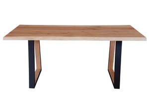 Miniaturka 1 - Loftowy stół z litego dębu z czarnymi metalowymi nogami