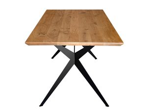 Miniaturka 2 - Zbliżenie na blat stołu z drewna dębowego na czarnej nodze