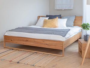 Miniaturka 5 - Rama łóżka z litego drewna dębowego z gładkim wykończeniem