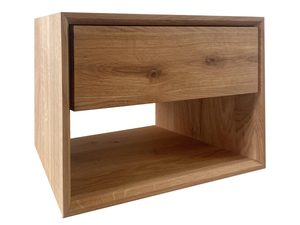 Miniaturka 11 - Prosta szafka nocna z litego drewna z otwartą półką