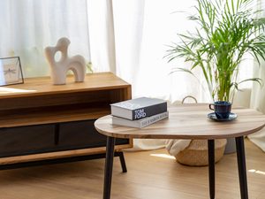 Miniaturka 9 - Stolik kawowy z drewnianym blatem i czarnymi nogami