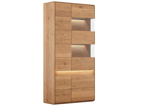 Komoda z oświetleniem LED i dekoracyjnym panelem z drewna