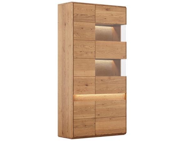 Komoda z oświetleniem LED i dekoracyjnym panelem z drewna