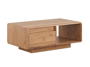 Miniaturka 11 - Stolik kawowy z litego dębu z otwartą półką i szufladą
