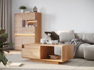 Miniaturka 3 - Nowoczesna komoda z drewna z podświetleniem i szafkami