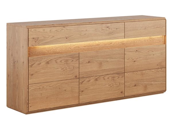 Wysoka komoda narożna z oświetleniem LED i szafkami