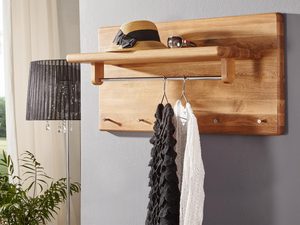 Miniaturka 2 - Wieszak ścienny z drewna z górną półką