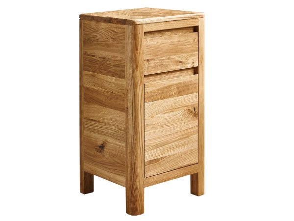 Szafka z szufladą i półką otwieraną w eleganckim wnętrzu