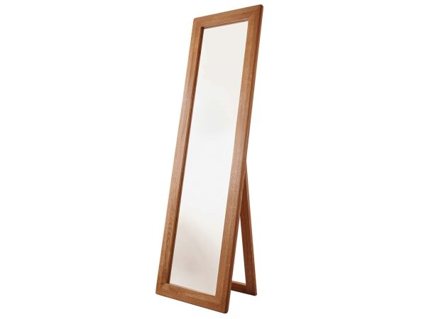 Lustro stojące z drewnianą ramą w stylu nowoczesnym