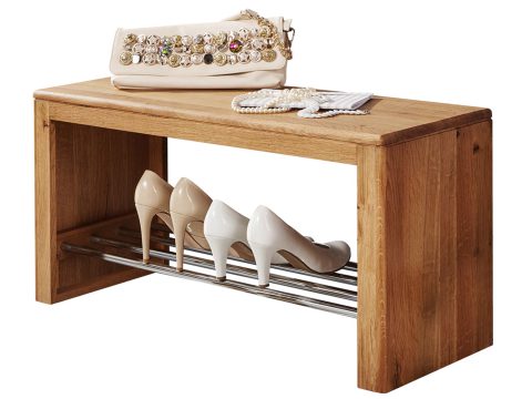 Ławka z litego dębu z miejscem na trzy pary butów