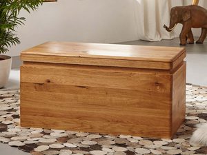 Miniaturka 2 - Otwarta skrzynia z litego dębu z dekoracyjnym frontem