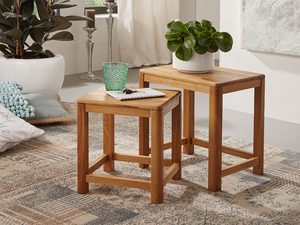 Miniaturka 1 - Aranżacja z dwoma stolikami z drewna dębowego i rośliną