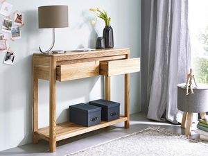 Miniaturka 5 - Konsola z drewna dębowego z półką dolną i dekoracjami