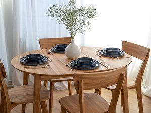 Miniaturka 8 - Okrągły stół dębowy z czterema krzesłami, styl naturalny