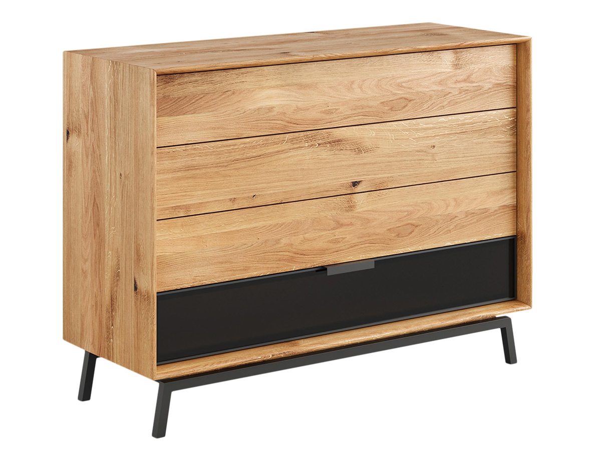 Komoda Szuflady Szyba Loft Dębowa Grafitem Oak Elegance