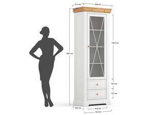 Miniaturka 5 - Drewniana witryna z przeszklonymi drzwiami, styl klasyczny, naturalne drewno