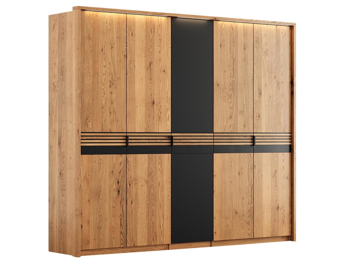 Szafa Dębowa 5D z Pojedynczymi Drzwiami Szklanymi – Kopenhaga