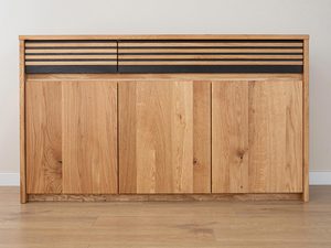 Miniaturka 5 - Nowoczesna komoda z dębu z czarnym dekorem i drzwiczkami