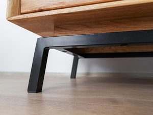 Miniaturka 3 - Czarne stalowe nogi pod szafką RTV z drewnianym blatem