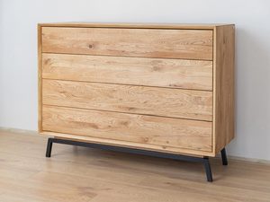 Miniaturka 9 - Komoda z czterema szerokimi szufladami i stalową podstawą