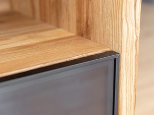 Miniaturka 4 - Komoda RTV z otwartą półką i matową czarną taflą