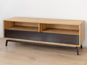 Miniaturka 2 - Komoda RTV z otwartą półką i matową czarną taflą