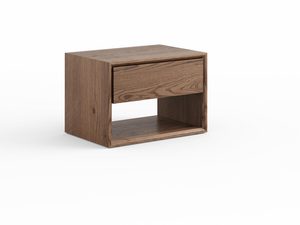 Miniaturka 1 - Kwadratowa szafka nocna z otwartą półką z drewna dębowego