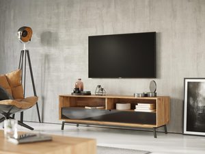 Miniaturka 1 - Półka RTV z grubym blatem i industrialnym wykończeniem