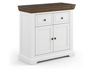 Miniaturka 7 - Mała drewniana komoda z ciemnym blatem oraz uchwytami