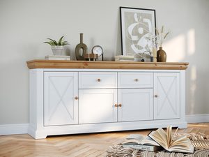 Miniaturka 7 - Prowansalska komoda z szufladami i blatem z sosny