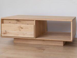 Miniaturka 3 - Stolik kawowy dąb naturalny z szufladą i otwartą wnęką