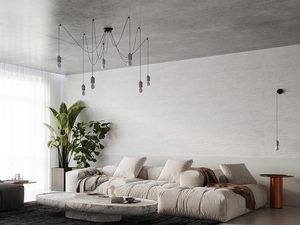 Miniaturka 6 - Aranżacja sypialni z lampą typu spider i betonowymi zakończeniami