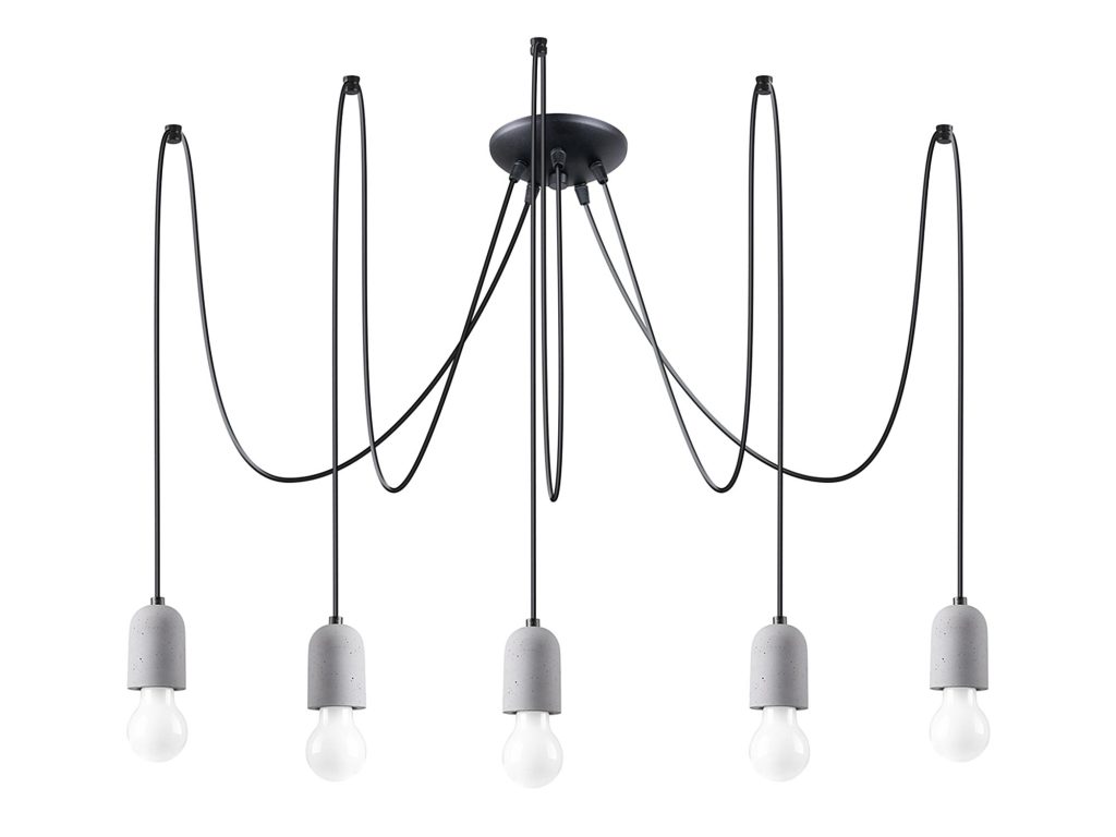 Żyrandol SOLARO 5 5x E27 LED Szary/Betonowy